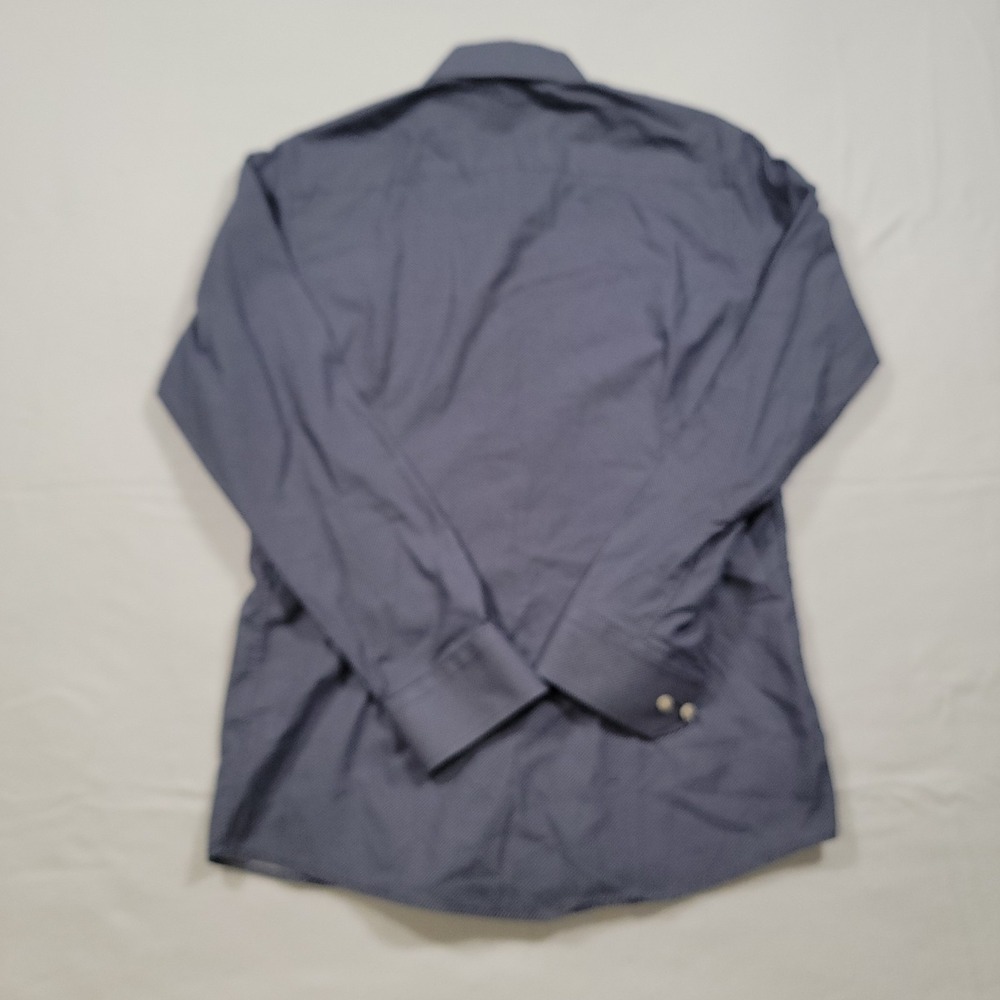 Eton Men Dress Shirt 39 15.5 Slim Fit Blue Polka Dot Cotton - Picture 8 of 10